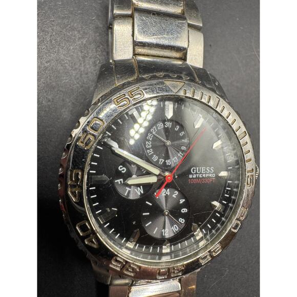 Guess Waterpro Men's Watch G95377G Black Dial Stainless Steel 41.4mm 100M WR - Picture 5 of 12